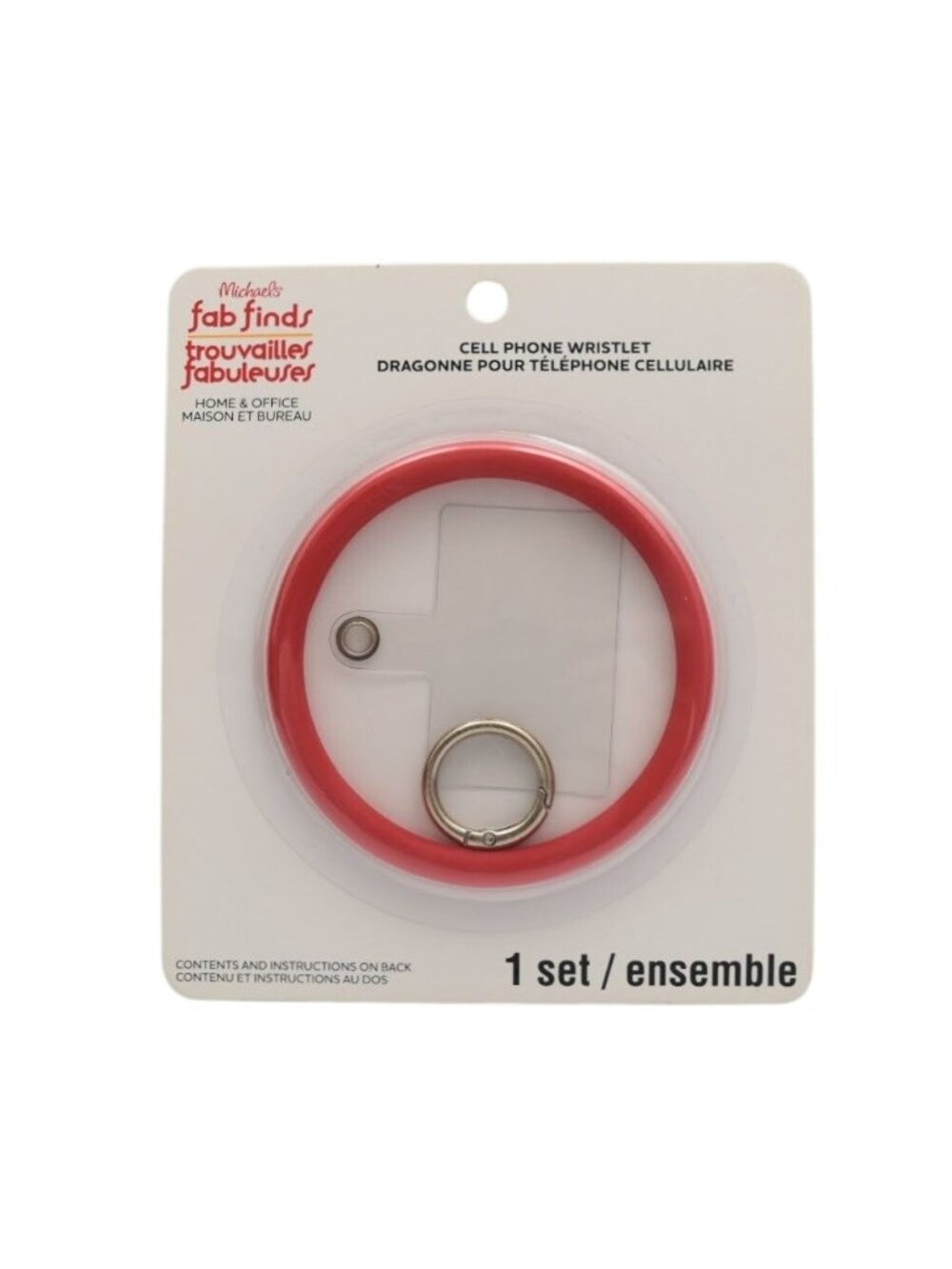Red Silicone Cell Phone Wristlet Ring Bracelet Keychain Keyring Holder Tab New